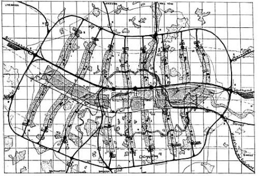 Plano de Londres, MARS, 1938. Plano geral. [BUSQUETS, Joan. Cities X Lines. Cambridge, Nicolodi Editore, Catálogo de exposição Harvard]