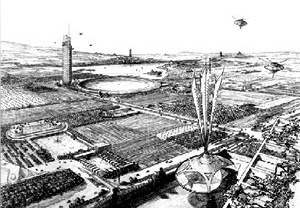 Broad-Acre-City. [Arquivo do IfEU (Instituto de Estudos Urbanos Europeus) – Universidade Bauhaus, Weimar]