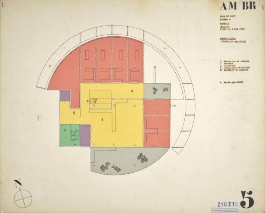 Embaixada da França, Chancelaria, planta quarto andar, Brasília, 1962-1964, arquiteto Le Corbusier<br />Imagem divulgação  [Fondation Le Corbusier]