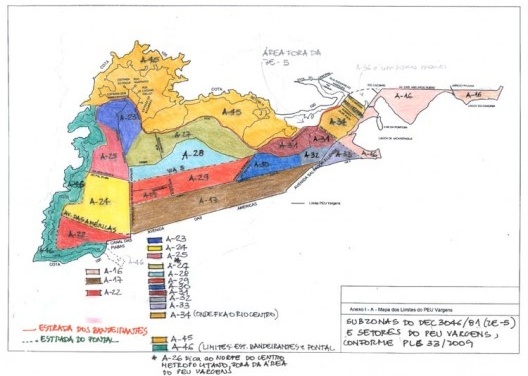 Mapa das subzonas<br />Elaborada pela autora 