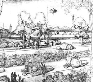 Broadacre City, perspectiva artística [dasun2.epfl.ch/thu/Wright.pdf]
