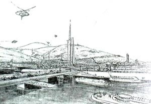 Broadacre City, perspectiva artística [dasun2.epfl.ch/thu/Wright.pdf]