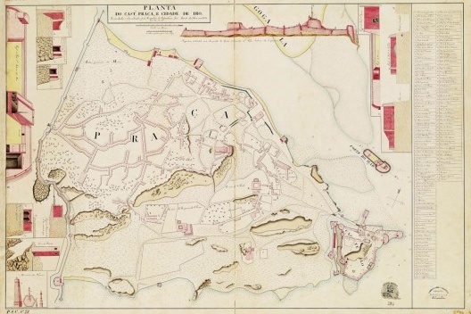 Planta do Cast.º, Praça e Cidade de Dio, planta (1833) de José Aniceto da Silva [Gabinete de Estudos Arqueológicos de Engenharia Militar]