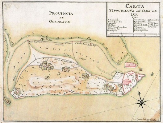 Carta Tipografica da Ilha de Diu, carta (1788-1790) de João Gabriel de Chermont  [Biblioteca Pública Municipal do Porto]