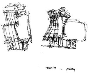 Croqui de Frank Gehry. The Neederlanden Building, Praga