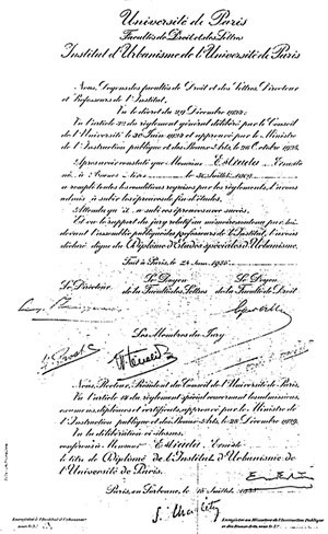 Título de Ernesto Estrada do Instituto Superior de Urbanismo de Paris, 1935 (Coleção família Estrada)