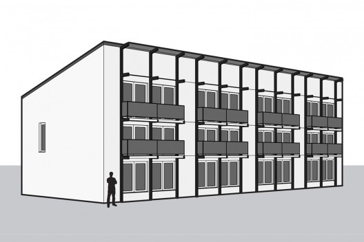 <i>Passive House</i>, fachada Sul (hemisfério Norte), Darmstadt, Alemanha, 1991<br />Elaboração dos autores 
