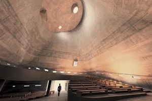 Iglesia en Firminy, Le Corbusier y Jose Oubrerie, 1961-70<br />Rendering Takehiko Nagakura / MIT 