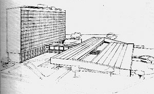 Perspectiva da última versão do Hospital de Clínicas [CZAJKOWSKI, Jorge.  Op. cit., p. 123]