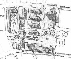 Estudo de Jorge Moreira para o Centro Cívico de Porto Alegre (1943) [CZAJKOWSKI, Jorge.  Op. cit., p. 107]
