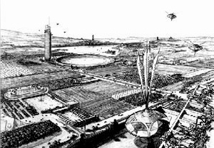 Broad-Acre-City, desenho de F. L. Wright [HASSENPFLUG, Dieter. “Sobre centralidade urbana”]