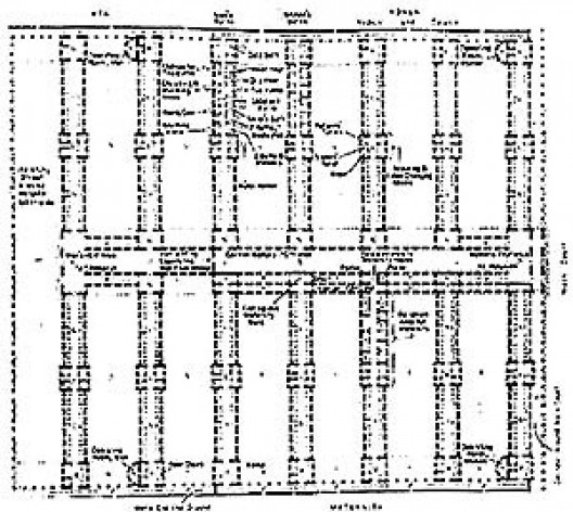 Figure 8 – Détail infirmeries, par Tenon et Poyet [Tenon, J.. Mémoires sur les hôpitaux de Paris, Paris, Assistance Publique-Hôpitaux de Pari]