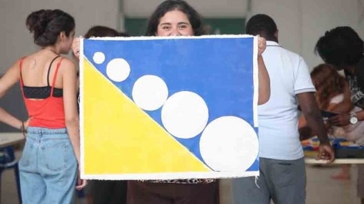 Concepção, construção e instalação da bandeira/fronteira<br />Foto divulgação 