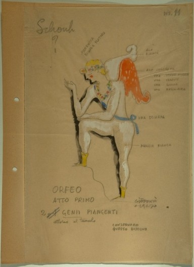 Desenho exposto na mostra Lina and Gió: The Last Humanists<br />Desenho Gio Ponti  [Arquivo Gio Ponti de Milão]