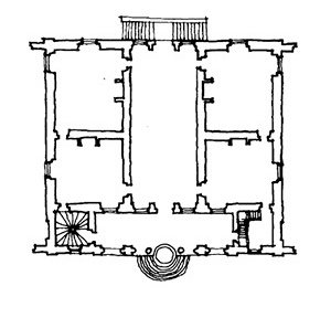 Planta baixa de sala central, de Serlio, 6o livro.  [Mira Nan Rosenfeld, Sebastiano Serlio on domestic architecture.]