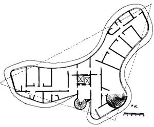 Croquis partido Canoas e planta edifício ON, Belo Horizonte [Fundação Oscar Niemeyer e do autor]