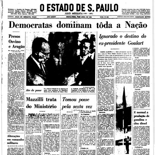 Somente no dia 3 de abril o jornal “O Estado de S.Paulo” noticia a intervenção militar<br />Imagem divulgação 