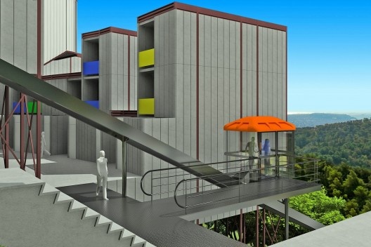 Projeto alternativo para o programa “Minha Casa, Minha Vida”, simulação em computação gráfica. Arquiteto João Filgueiras Lima, Lelé<br />Imagem divulgação 