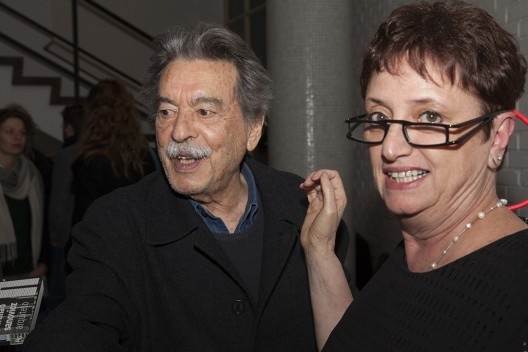 Paulo Mendes da Rocha e Helena Ayoub, festa de lançamento do livro “Abrahão Sanovicz, arquiteto”, IAB/SP, 22 ago. 2017<br />Foto Fabia Mercadante 