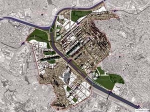 Operação Urbana Vila Leopoldina – Jaguaré. Plano-Referência de Intervenção e Ordenação Urbanística. Vista de conjunto da área de atuação [SEMPLA/PMSP]
