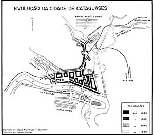 Evolução da cidade de Cataguases MG [CARDOSO, Maria Francisca T. C. Aspectos Geográficos da Cidade de Cataguases, 1956]