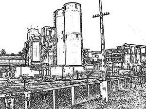 Desenho ilustrativo da fábrica de cimento Santa Rita S.A.
