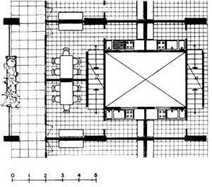 Edifício Multifamiliar Miguel Alemán, planta nível médio, edifício baixo, Depto A [Graciela de Garay, “Mario Pani, vida e obra”. 2004]