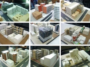 Imagens das maquetes finais de algumas propostas. No alto do semestre 2005-1, no centro do semestre 2006-1 e embaixo do semestre 2006-2 [Acervo da disciplina]