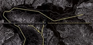 Mapa com itinerário do sobrevôo sobre São Paulo