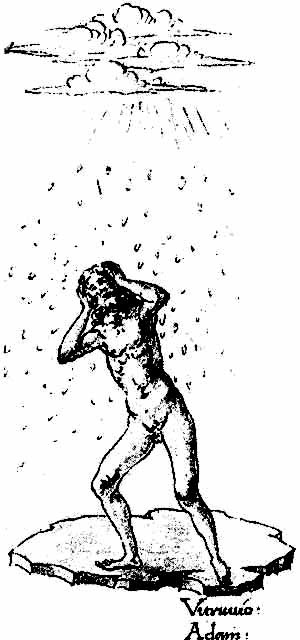 O homem primitivo se protegendo da chuva, segundo Filarete