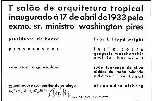 Convite para o 1° Salão Tropical, 1933. Fonte: Alcides Rocha Miranda, Caminhos de um Arquiteto, Lélia Coelho Frota, Editora UFRJ, 1993, p. 23