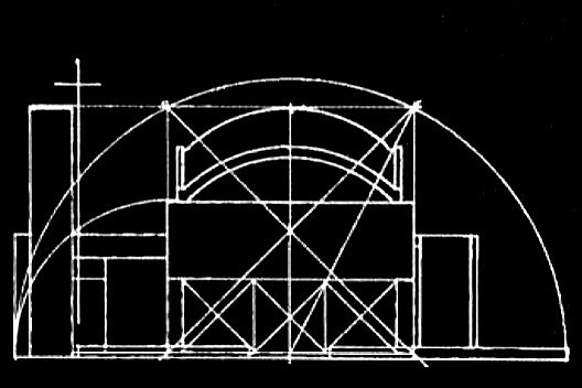 Capela de São Miguel, esquema geométrico, Itu SP, 1994. Arquiteto Affonso Risi