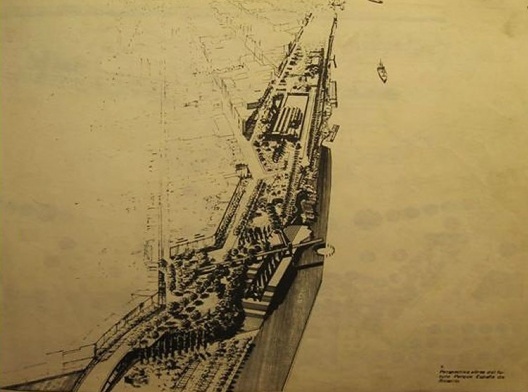 Perspectiva do anteprojeto do Parque España (MBM) [Diario La Nación 27/8/1980]