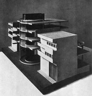 Figura 03 – Maquete do Concurso para a Zona de Negócios de Haifa. Arquiteto Arthur Korn, Berlim, 1923  [Gropius, Walter: "Internationale Architektur]