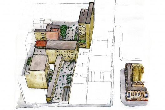 Praça das Artes, croqui em perspectiva da face do complexo voltada para a Rua Conselheiro Crispiniano, São Paulo. Escritório Brasil Arquitetura e arquiteto Marcos Cartum [Brasil Arquitetura]