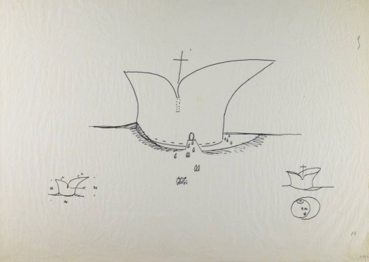 Templo, croqui de Oscar Niemeyer<br />Imagem divulgação  [Fundação Oscar Niemeyer]