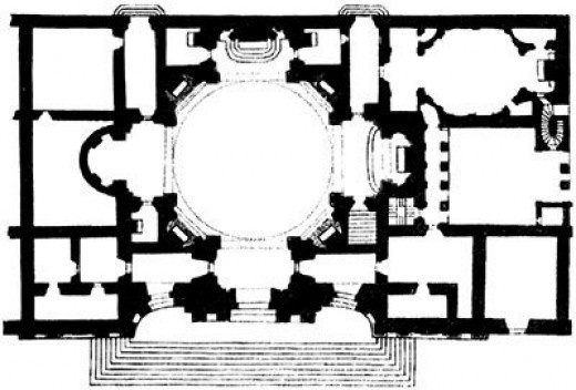 Planta da igreja de Santa Agnese, praça Navona, Roma