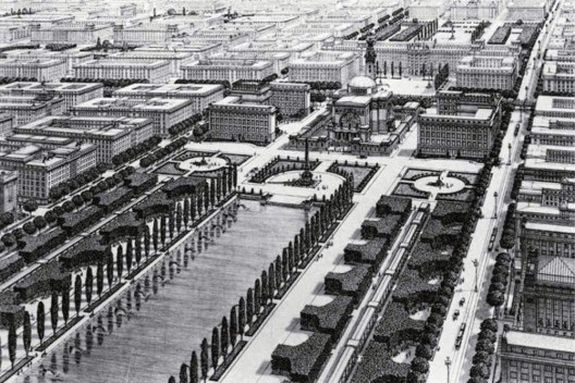Die Gross-stadt, Viena, 1911, plano urbano de Otto Wagner [i>Designing the Modern City</i>]