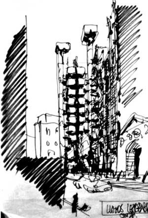 Croquis para o Lloyds of London, Richard Rogers Partnership. © Rogers Stirk Harbour + Partners