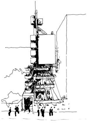 Croquis para a torre Kabuki Cho, Richard Rogers Partnership  Rogers Stirk Harbour + Partners