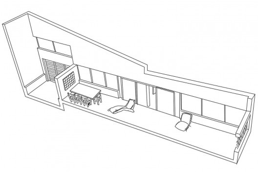 Residência Juscelino Kubistchek, varanda, Belo Horizonte. Arquiteto Oscar Niemeyer<br />Desenho Juliana Gomes 