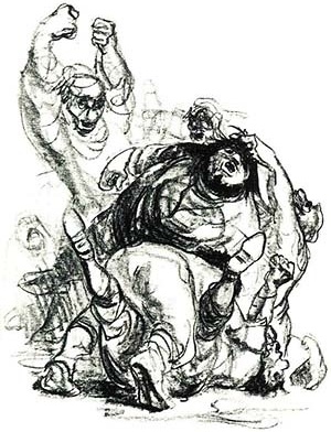 Ilustração de Gerhart Kraaz, do livro "Don Quixote de la Mancha", de Miguel de Cervantes Saavedra, Círculo do Livro, São Paulo