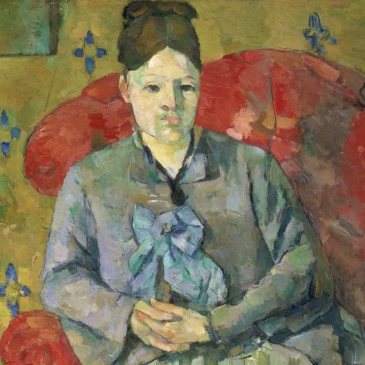 Paul Cézanne, <i>Madame Cézanne em uma poltrona vermelha</i>, detalhe, 1877, óleo sobre tela, 72,5cm x 56cm<br />Domínio público  [Museum of Fine Arts, Boston]