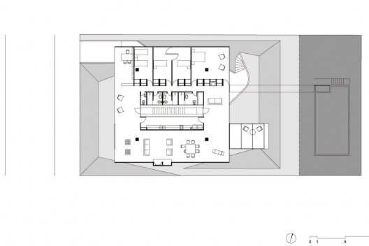 Casa Mariante, planta principal, Aldeia da Serra, São Paulo. MMBB Arquitetos, 2001-2002