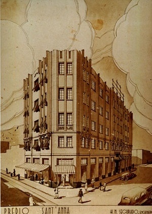Figura 09 - Perspectiva do anteprojeto para o edifício Sant’Anna [Arquivo Pessoal da H. N. Segurado]