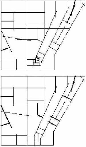 Figura 16. As linhas mais segregadas: a) situação real. b) situação simulada