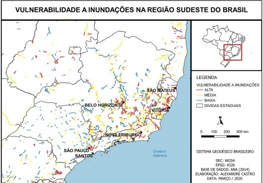 Vulnerabilidade s inundações na região Sudeste do Brasil<br />Elaboração dos autores 