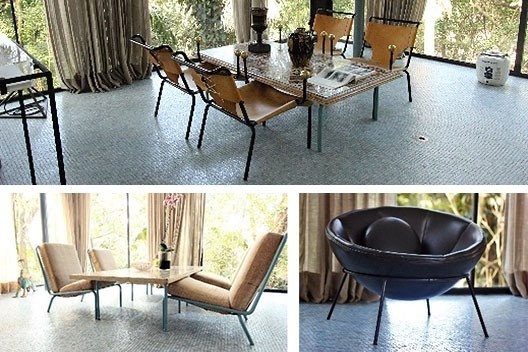 Casa de Vidro, poltronas, São Paulo. Arquiteta Lina Bo Bardi<br />Foto Bruno Dias 