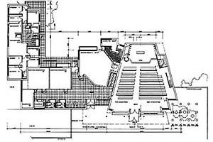 Stephanus Kirche, Detmerode, Alemanha, 1963/68. Planta baixa do conjunto [FLEIG, op. cit., p. 202]