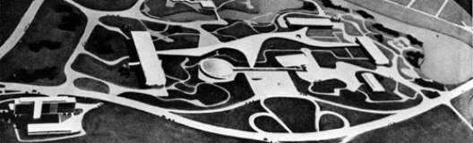 Foto da Maquete do projeto definitivo para o Parque, aprovado em 1953. Autor: Oscar Niemeyer e grupo [Acervo Divisão de Iconografia e Museus – DPH/SMC/PMSP]